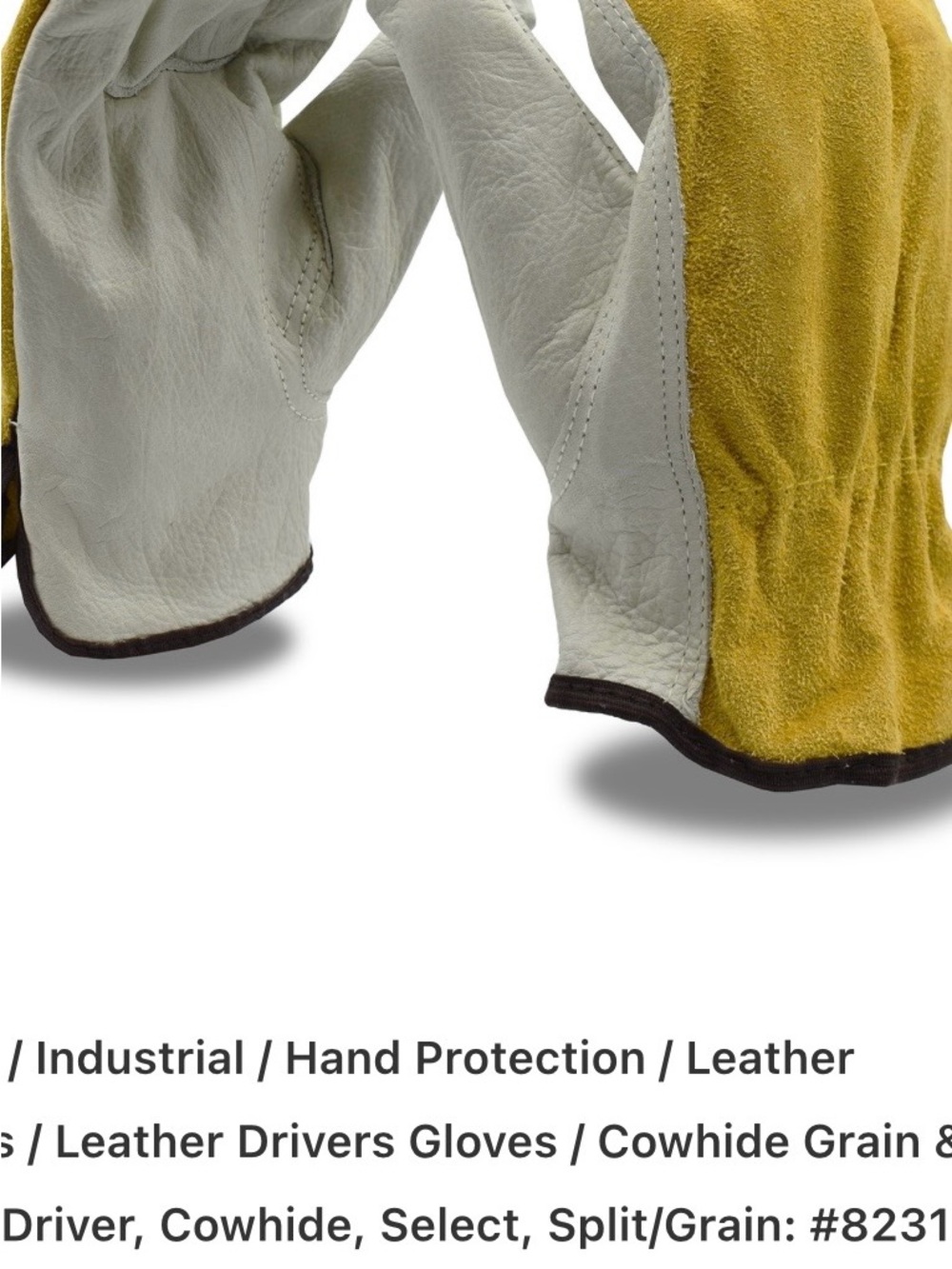 Men's Cowhide Leather Driver Gloves - Yellow/Gray